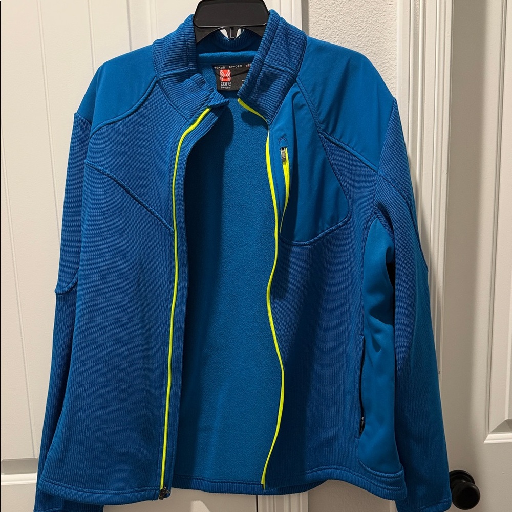 Spyder Men's Performance Jacket in Blue with Neon Highlights
